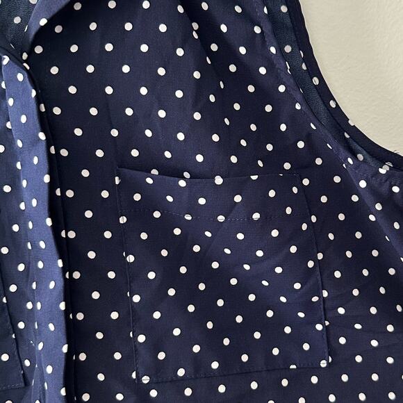 Notations Top Women's Small Button Down Blouse Sleeveless Navy Polka Dot Coastal - Picture 4 of 9